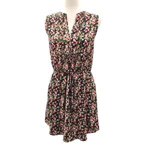 GAP Floral Print Sleeveless Mini Dress Black Pink Yellow Casual